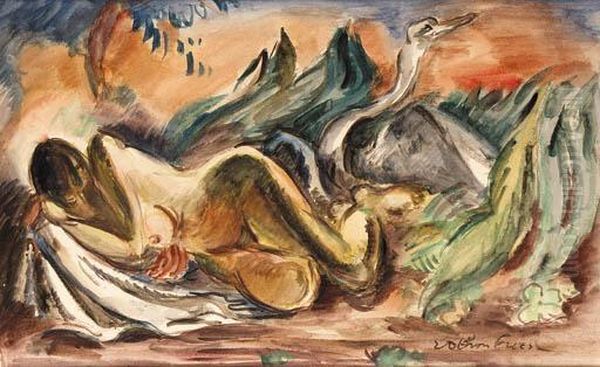 Lda Et Le Cygne Oil Painting by Emile-Othon Friesz