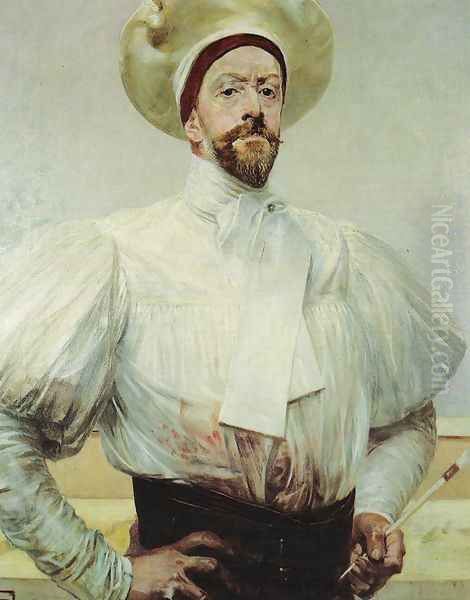 Self-Portrait in White Attire Oil Painting by Jacek Malczewski