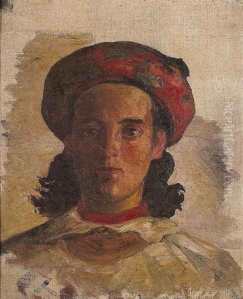 Ukrainian Woman Oil Painting by Jacek Malczewski