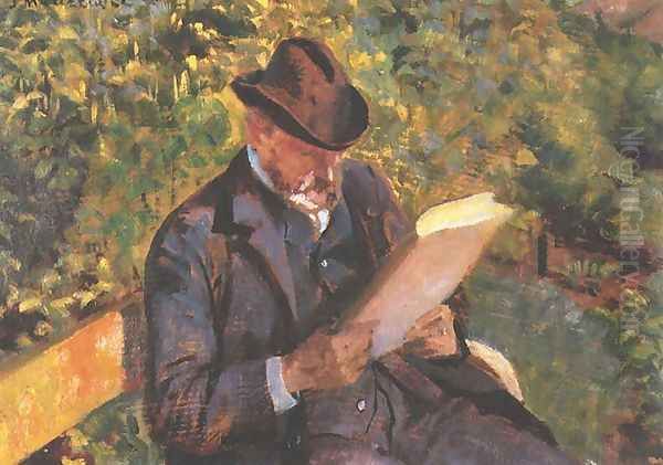 Portrait of a Man Reading Oil Painting by Jacek Malczewski