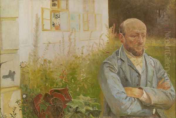 Portrait of Piotr Dobrzanski in the Garden Oil Painting by Jacek Malczewski