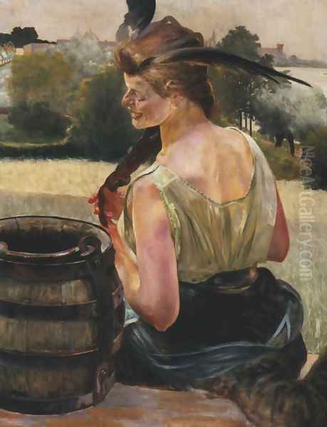 By the Well Oil Painting by Jacek Malczewski