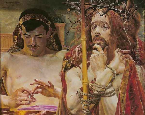 Christ with Pilate, 1910 Oil Painting by Jacek Malczewski