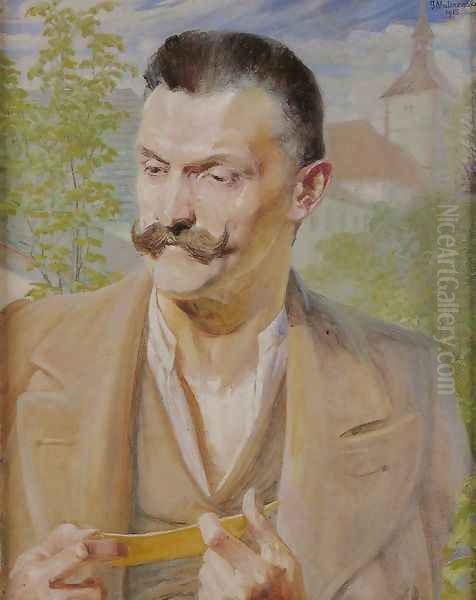 Sketch for the Portrait of a Man Oil Painting by Jacek Malczewski