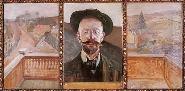 Tryptych with Self-Portrait Oil Painting by Jacek Malczewski