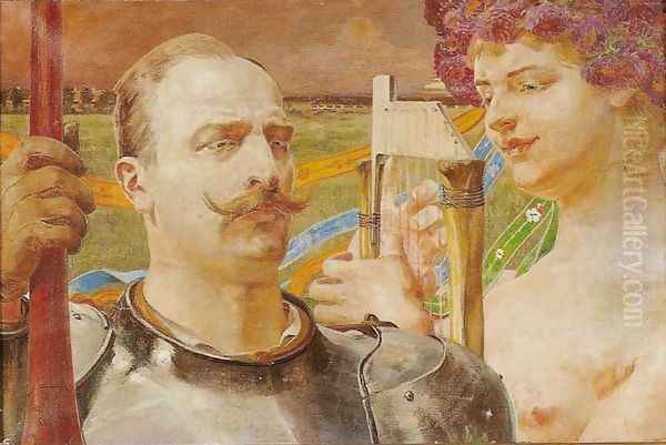 Knight and His Muse Oil Painting by Jacek Malczewski