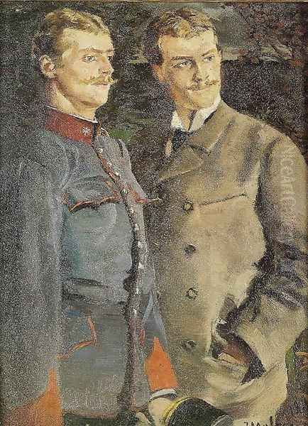 Portrait of Two Young Men Oil Painting by Jacek Malczewski