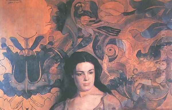 Portrait of Actress P. Marcello Oil Painting by Jacek Malczewski