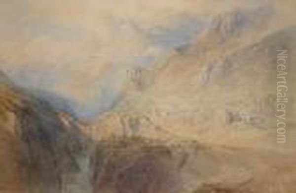 A Mountain Landscape Oil Painting by George Arthur Fripp