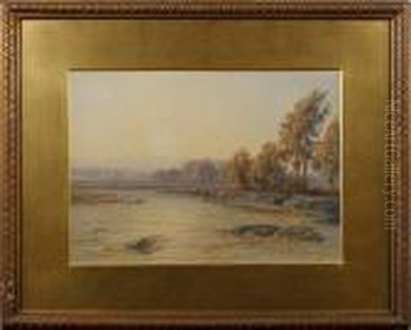 Evening River Landscape Oil Painting by George Arthur Fripp