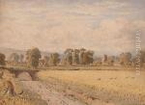 View Of A Village Across A Cornfield Oil Painting by George Arthur Fripp