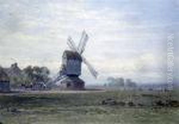 Sussex Windmill Oil Painting by George Arthur Fripp