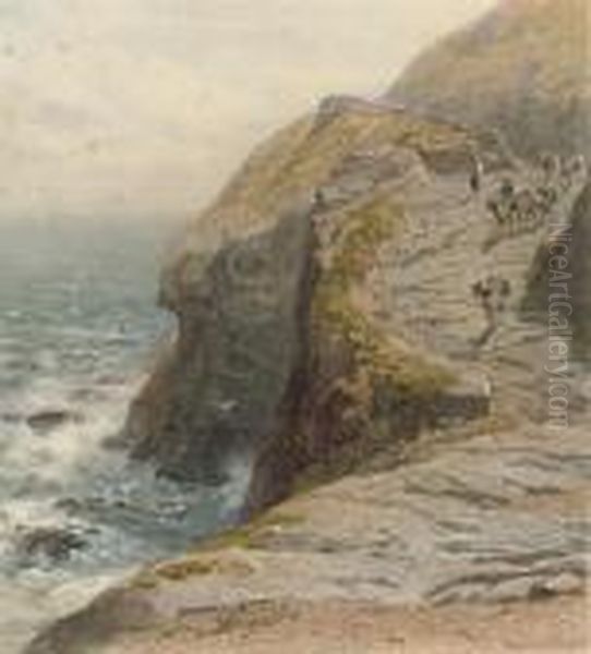 The Road To Bossiney Bay, Cornwall Oil Painting by George Arthur Fripp