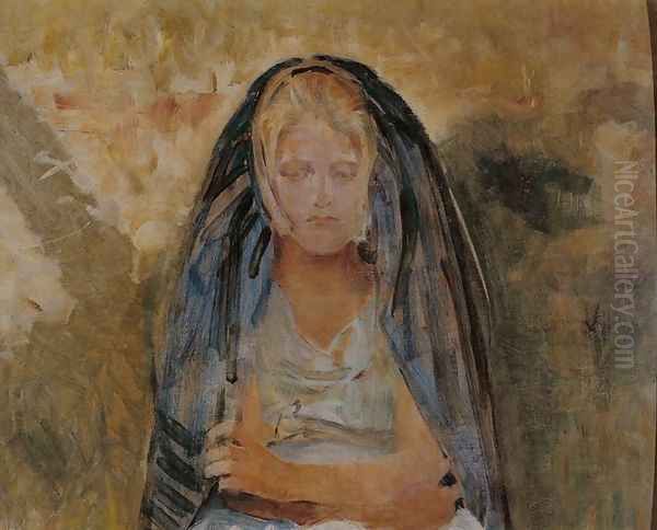 Sketch for the Portrait of a Girl Oil Painting by Jacek Malczewski