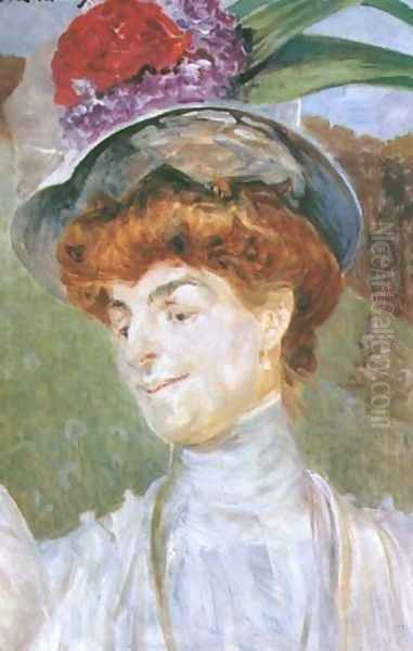 Portrait of a Lady in a Hat Oil Painting by Jacek Malczewski