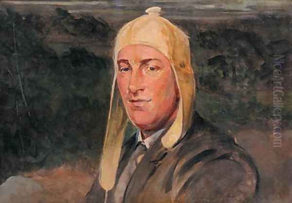 Portrait of His Son Rafal in a Cycling Cap Oil Painting by Jacek Malczewski