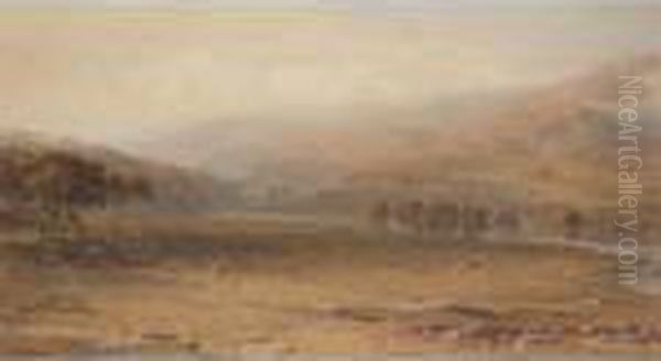 View From Balmoral Looking Up The Valley Of The Dee Oil Painting by George Arthur Fripp