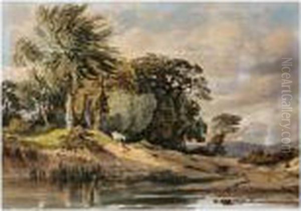 A Horse By A Flooded Track Oil Painting by George Arthur Fripp