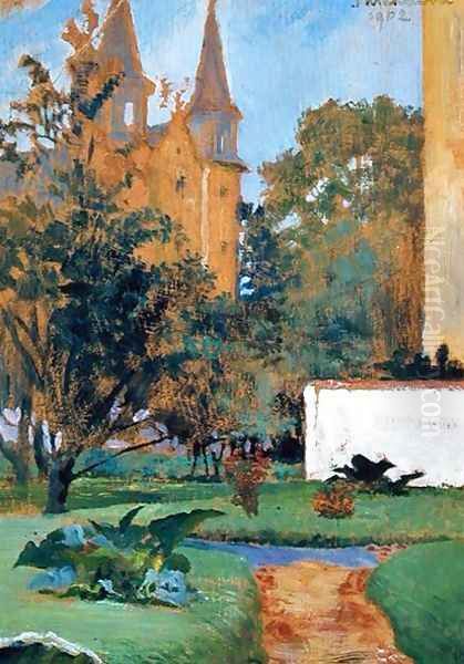 The Garden of the Carmelite Church, Cracow, 1902 Oil Painting by Jacek Malczewski