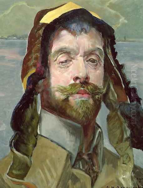 Self Portrait with Phrygian Hat, 1907 Oil Painting by Jacek Malczewski