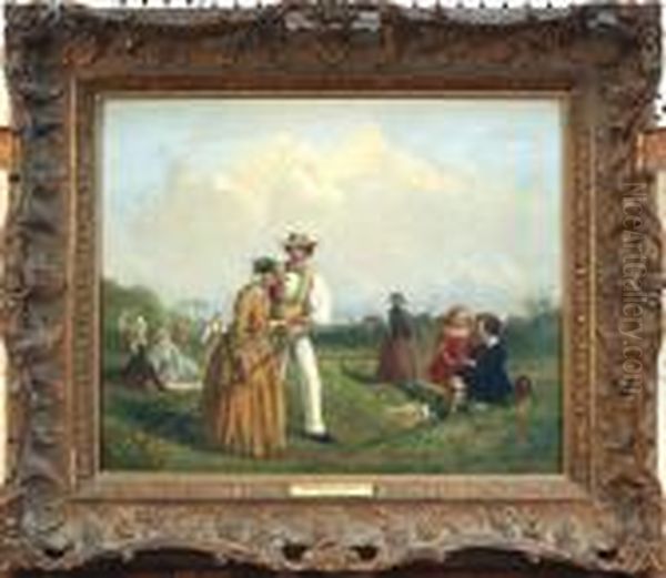 Figures Haymaking And Resting Within A Field Oil Painting by William Powell Frith