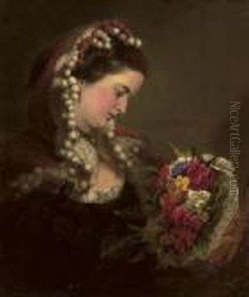 A Victorian Bouquet Oil Painting by William Powell Frith