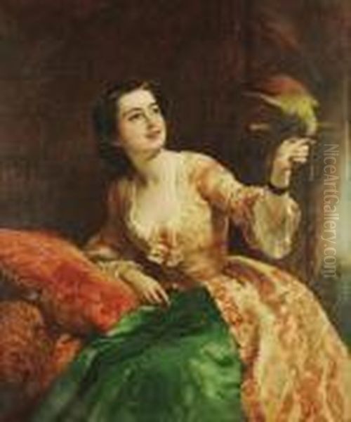 The Green Parrot Oil Painting by William Powell Frith