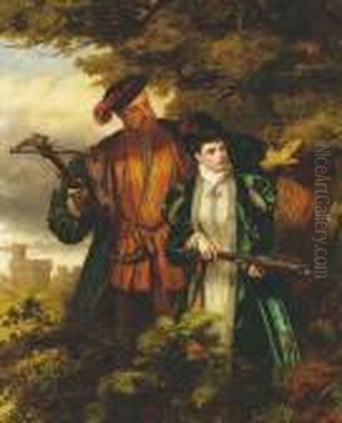 Henry Viii & Anne Boleyn Deer Shooting In Windsor Forest Oil Painting by William Powell Frith