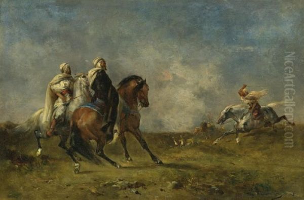 La Chasse A La Gazelle (hunting Gazelle) Oil Painting by Eugene Fromentin