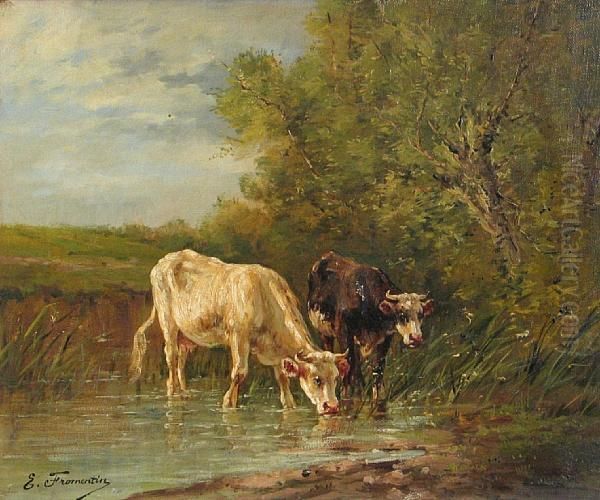 Cattle Watering Oil Painting by Eugene Fromentin