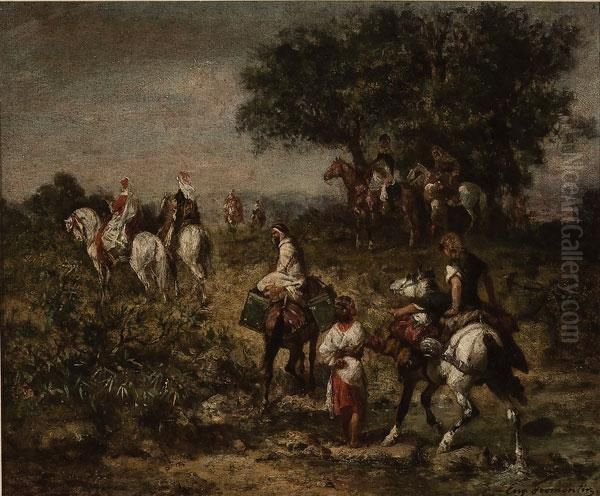 Arab Caravan On Horseback Oil Painting by Eugene Fromentin