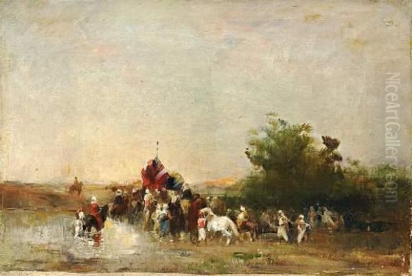 The Caravan Oil Painting by Eugene Fromentin