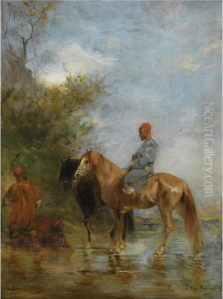 Cavaliers Arabes Au Bord De L'eau Oil Painting by Eugene Fromentin