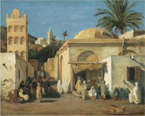 Street In Algiers Oil Painting by Eugene Fromentin