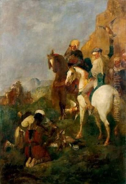 La Chasse Au Faucon En Algerie, La Curee Oil Painting by Eugene Fromentin