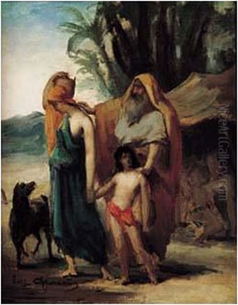 Abraham Chassant Agar Et Ismael Oil Painting by Eugene Fromentin