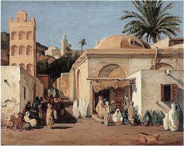 Street Scene In Algiers Oil Painting by Eugene Fromentin