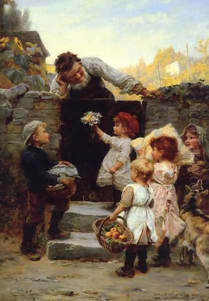 Grandfather's Birthday Oil Painting by Frederick Morgan