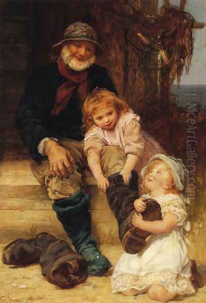 Helping Grandpa Oil Painting by Frederick Morgan