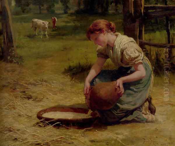 Milk For The Calves Oil Painting by Frederick Morgan