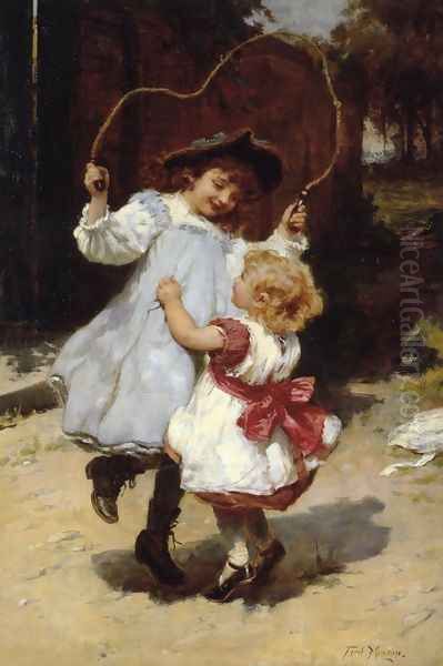 Skipping Oil Painting by Frederick Morgan