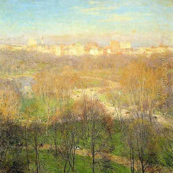 Early Spring Afternoon, Central Park, 1911 Oil Painting by Willard Leroy Metcalf