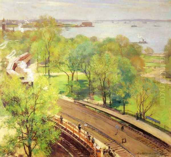 Battery Park - Spring Oil Painting by Willard Leroy Metcalf