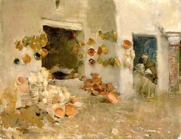 Pottery Shop at Tunis Oil Painting by Willard Leroy Metcalf