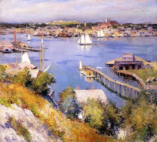 Gloucester Harbor Oil Painting by Willard Leroy Metcalf