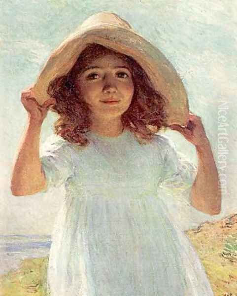 Child in Sunlight Oil Painting by Willard Leroy Metcalf