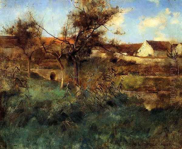 Landscape in Grez 1884 Oil Painting by Willard Leroy Metcalf