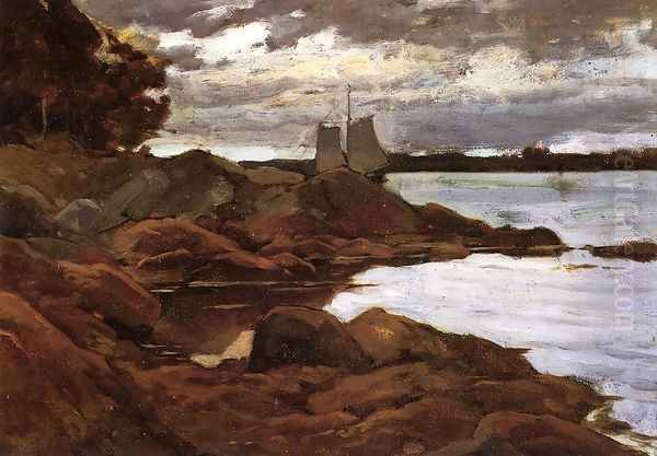 Close of Day on the Maine Shore Oil Painting by Willard Leroy Metcalf