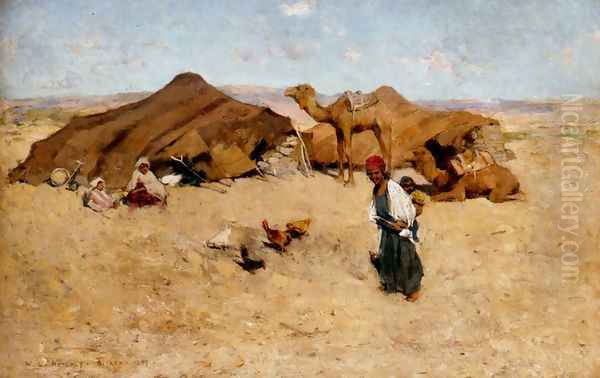 Arab encampment, Biskra Oil Painting by Willard Leroy Metcalf