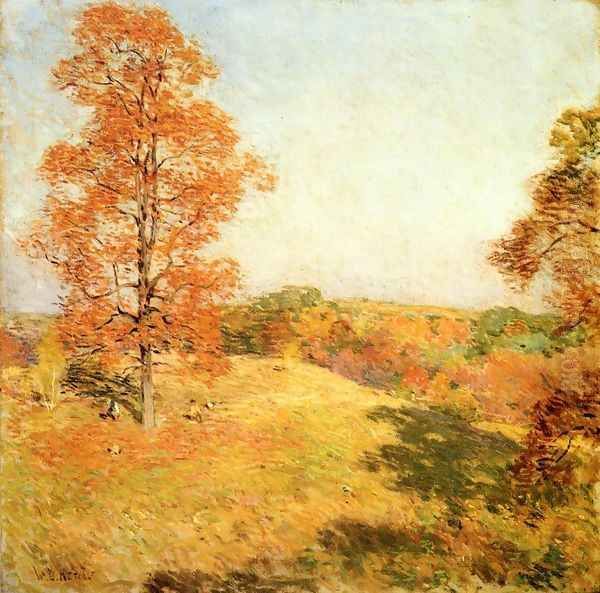 Nut Gathering Oil Painting by Willard Leroy Metcalf